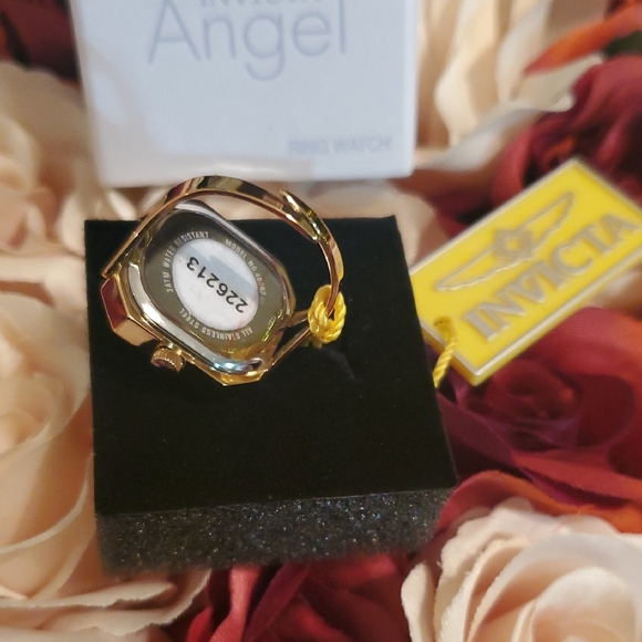 Invicta Angel Gold and Emerald Ring Watch - Picture 2 of 5